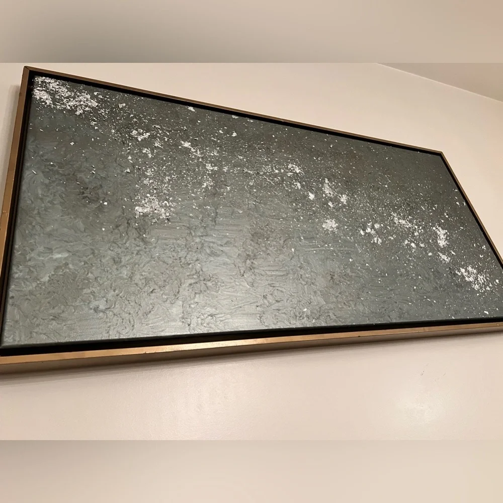Abstract Gray and Gold Wall Art handmade canvas painting 45”